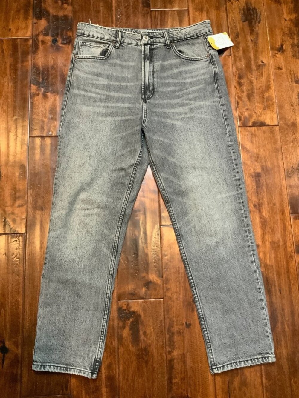 Zara Gray Faded Black Straight Leg Denim Jeans, Size 10 | 42